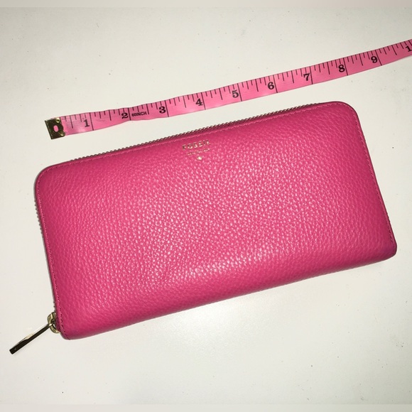 FOSSIL hot pink leather zip around wallet - Picture 3 of 11